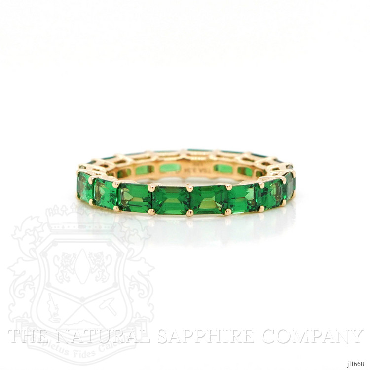 3.34 Ct. Tsavorite Garnet Accent Stones Ring, 18K Yellow Gold