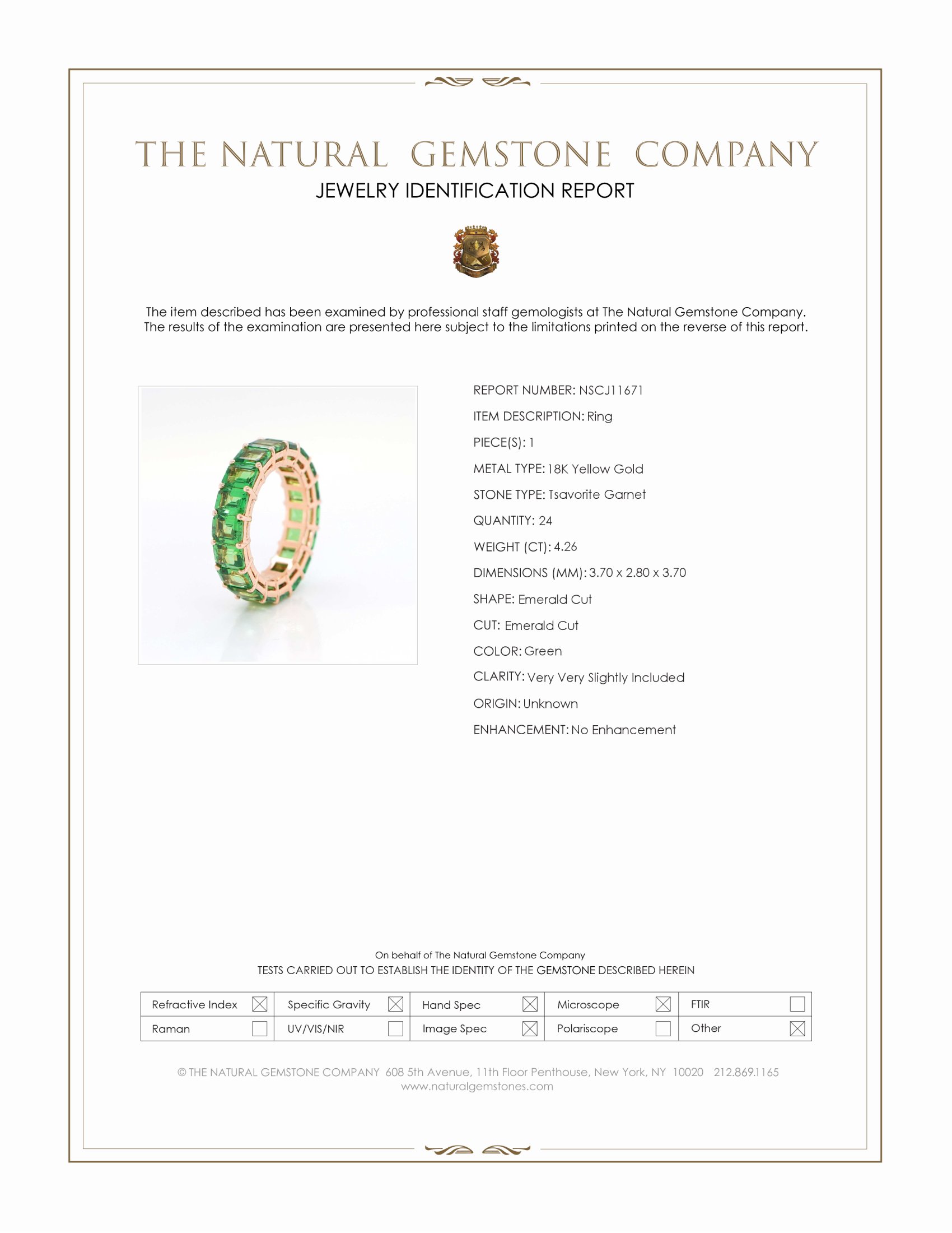 4.26 Ct. Tsavorite Garnet Accent Stones Ring, 18K Yellow Gold