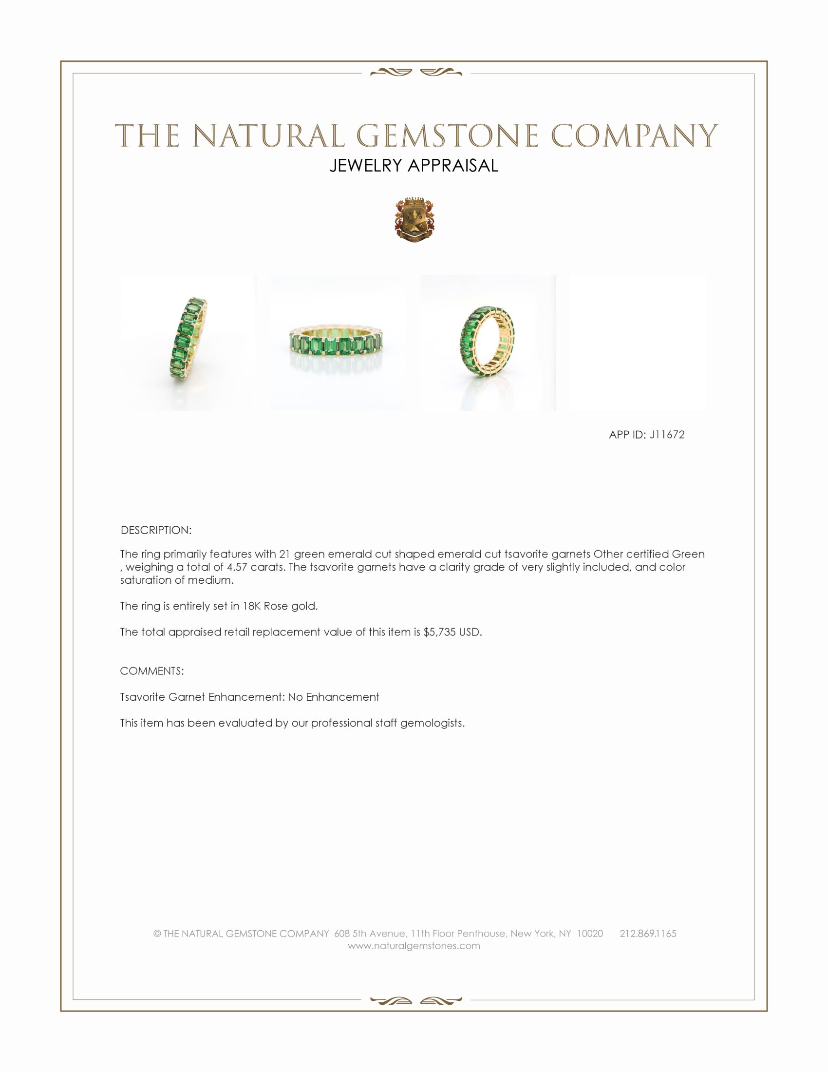 4.57 Ct. Tsavorite Garnet Accent Stones Ring, 18K Rose Gold