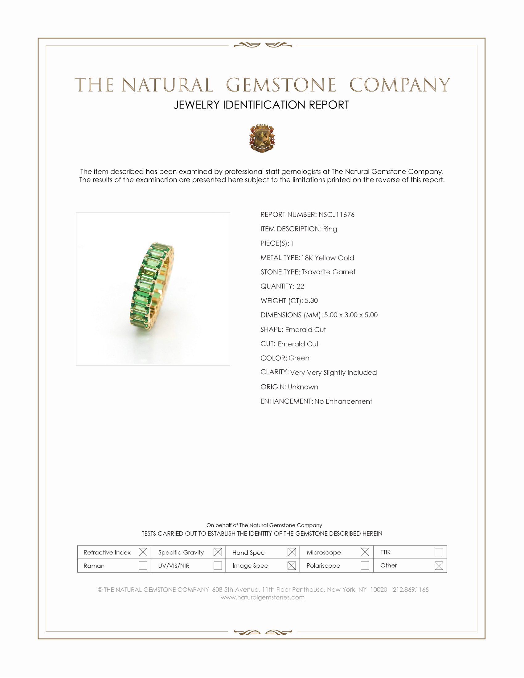 5.30 Ct. Tsavorite Garnet Accent Stones Ring, 18K Yellow Gold