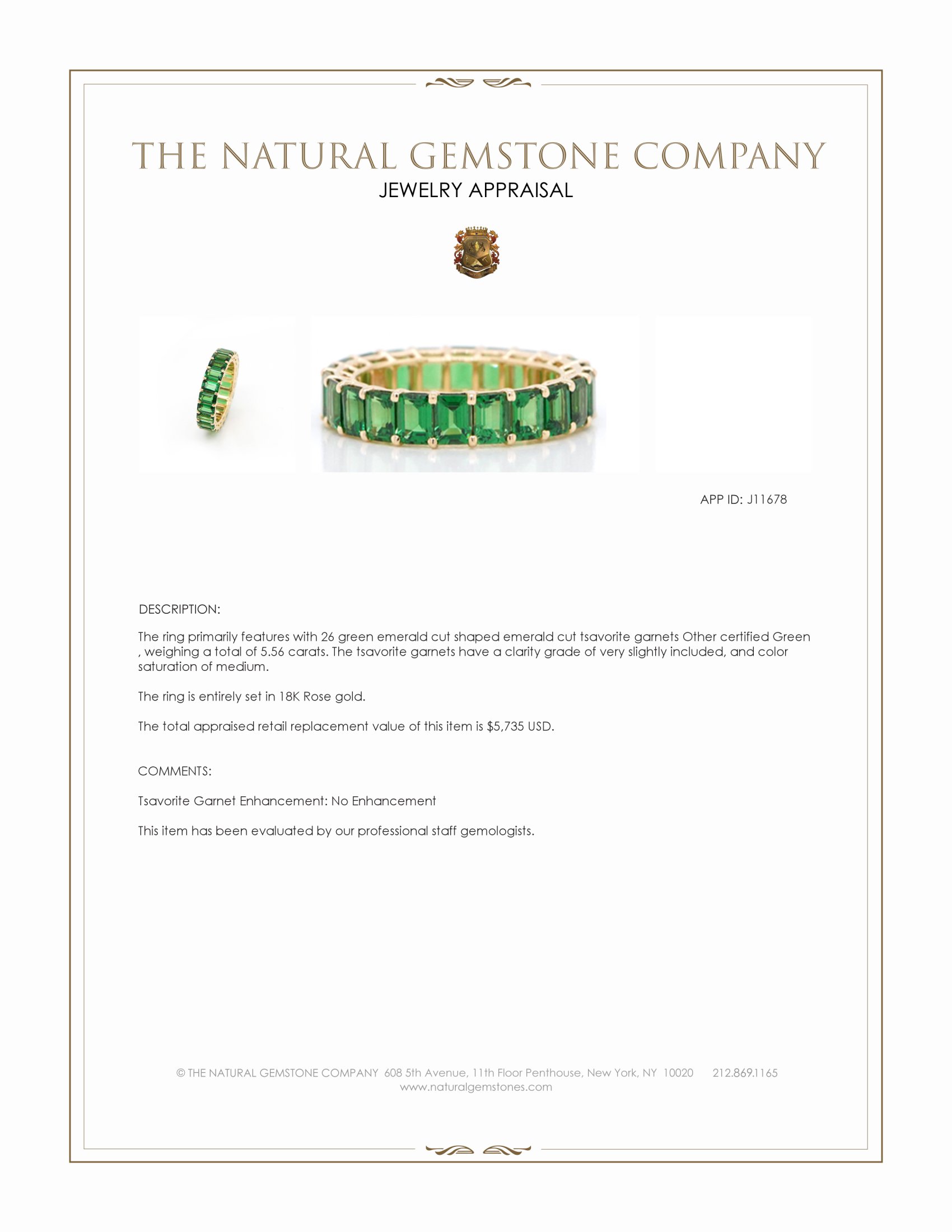 5.56 Ct. Tsavorite Garnet Accent Stones Ring, 18K Rose Gold
