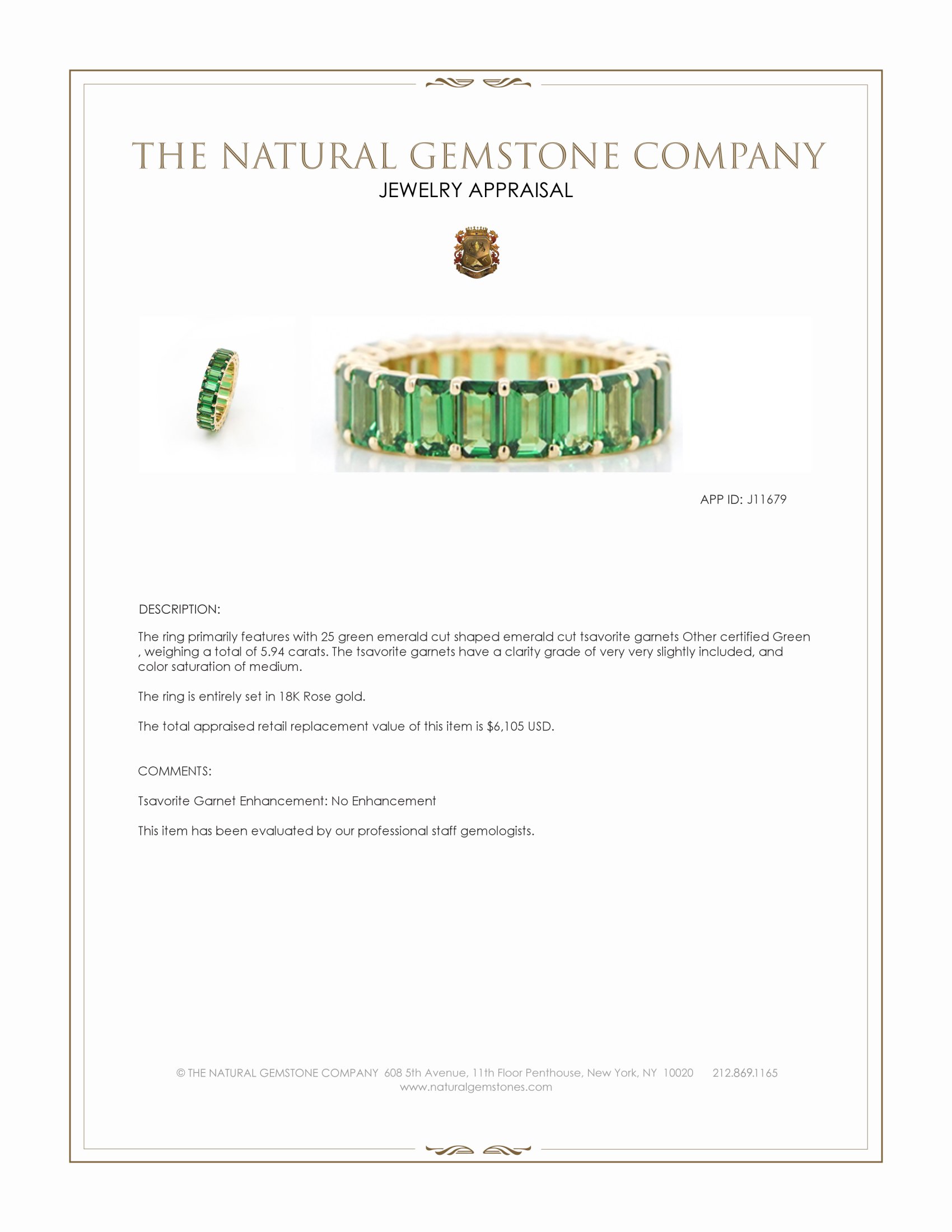5.94 Ct. Tsavorite Garnet Accent Stones Ring, 18K Rose Gold