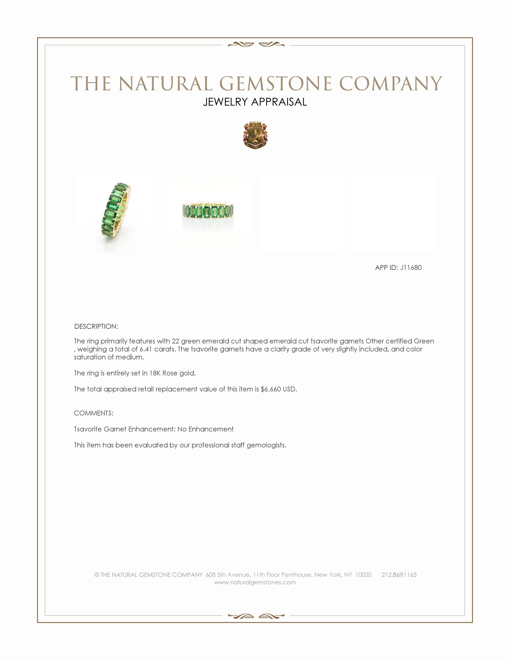 6.41 Ct. Tsavorite Garnet Accent Stones Ring, 18K Rose Gold