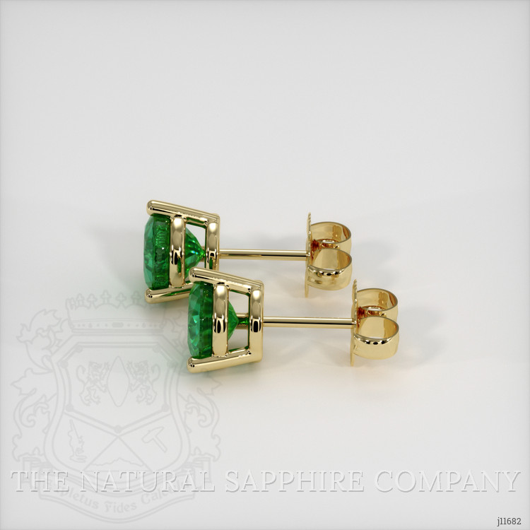 1.07 Ct.Tw. Emerald Studs Earrings, 18K Yellow Gold