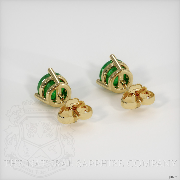 1.07 Ct.Tw. Emerald Studs Earrings, 18K Yellow Gold