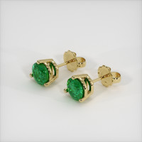 1.07 Ct.Tw.Total Carat Weight Emerald Studs Earrings, 18K Yellow Gold Image