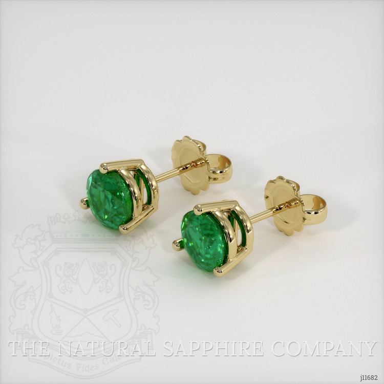 1.07 Ct.Tw. Emerald Studs Earrings, 18K Yellow Gold