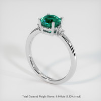 1.29 Ct. Emerald and Natural Diamond Three Stone Ring, 18K White Gold Image