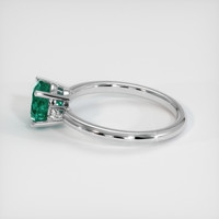 1.29 Ct. Emerald and Natural Diamond Three Stone Ring, 18K White Gold Image