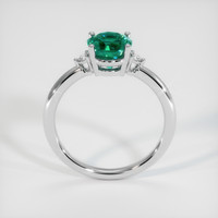 1.29 Ct. Emerald and Natural Diamond Three Stone Ring, 18K White Gold Image