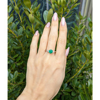 1.29 Ct. Emerald and Natural Diamond Three Stone Ring, 18K White Gold Life Style