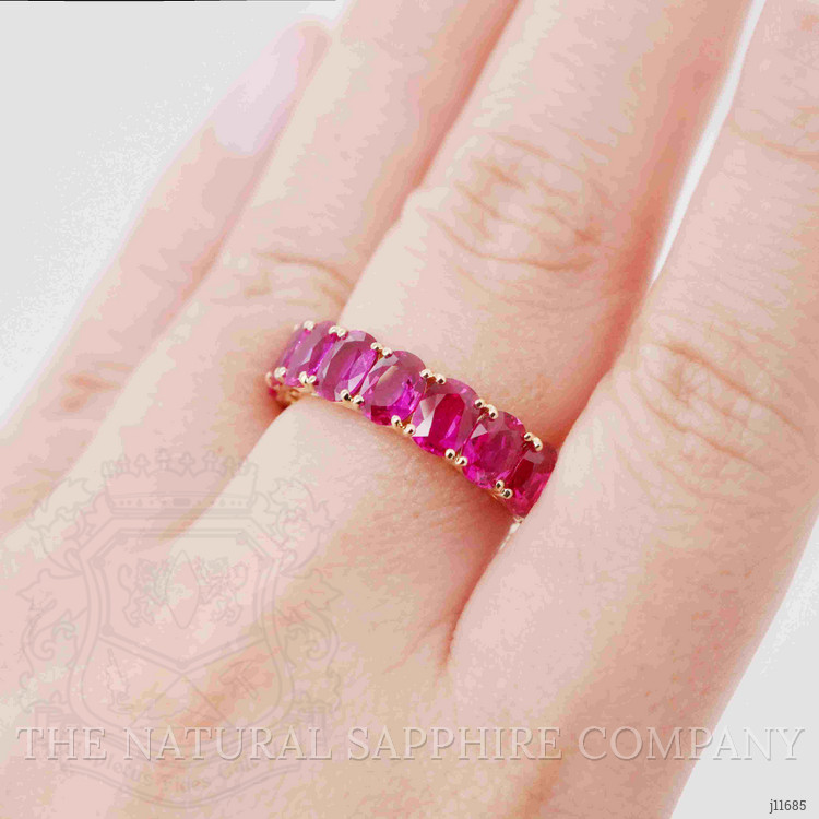 7.17 Ct. Pinkish Red Ruby Accent Stones Ring, 18K Yellow Gold