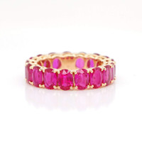 7.17 Ct. Pinkish Red Ruby Accent Stones Ring, 18K Yellow Gold Image