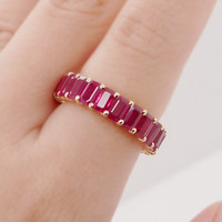 7.18 Ct. Pinkish Red Ruby Accent Stones Ring, 18K Yellow Gold Image