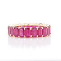 7.18 Ct. Pinkish Red Ruby Accent Stones Ring, 18K Yellow Gold Image