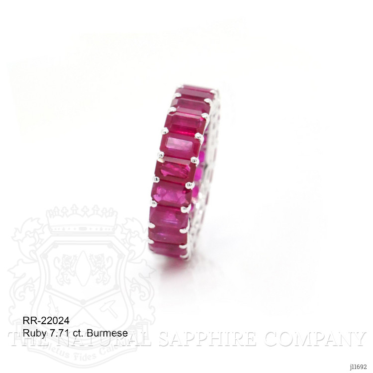 7.71 Ct. Ruby Accent Stones Ring, 18K White Gold