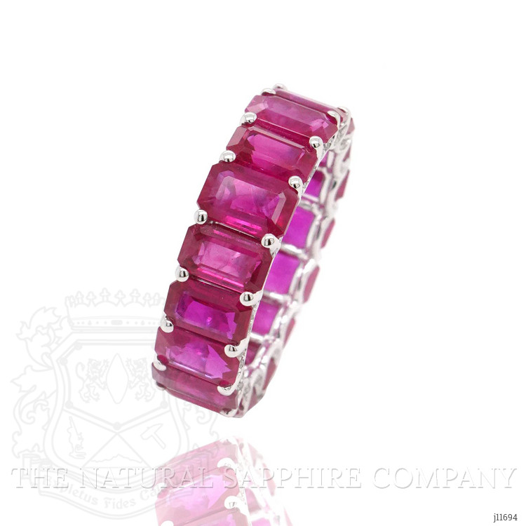 9.38 Ct. Ruby Accent Stones Ring, 18K White Gold