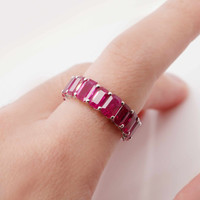 9.38 Ct. Ruby Accent Stones Ring, 18K White Gold Image