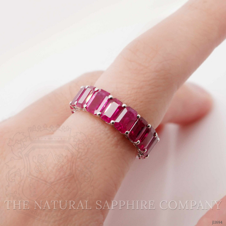 9.38 Ct. Ruby Accent Stones Ring, 18K White Gold