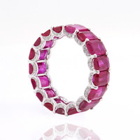 9.38 Ct. Ruby Accent Stones Ring, 18K White Gold Image
