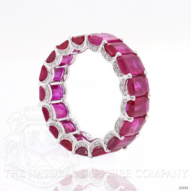 9.38 Ct. Ruby Accent Stones Ring, 18K White Gold