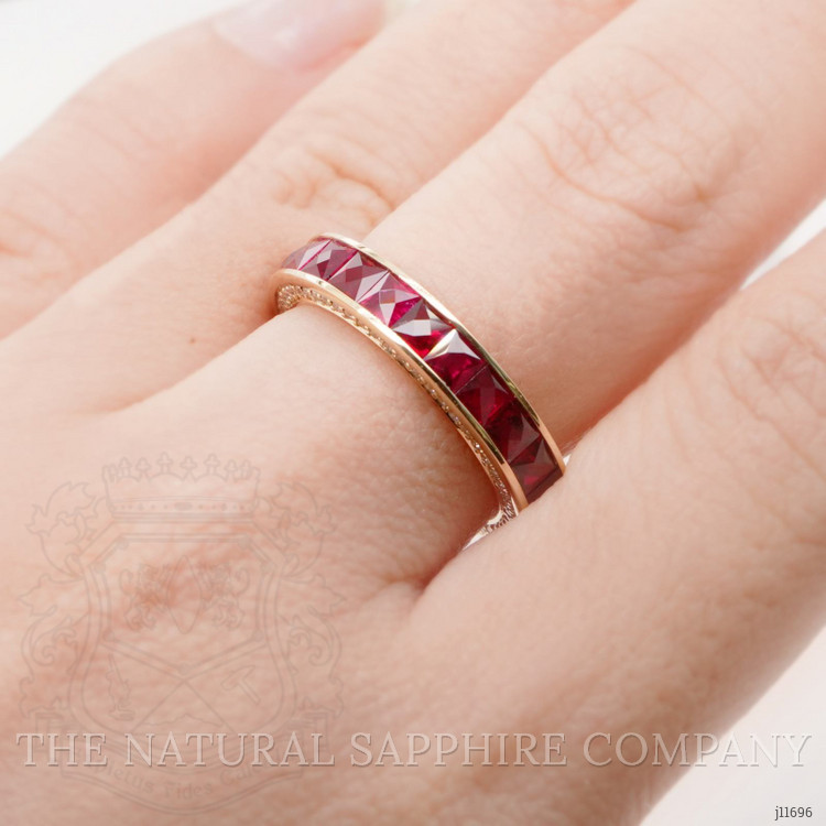 2.67 Ct. Pinkish Red Ruby Accent Stones Ring, 18K Yellow Gold