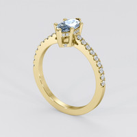 0.97 Ct. Blue Sapphire and Natural Diamond Pave Ring, 18K Yellow Gold Image