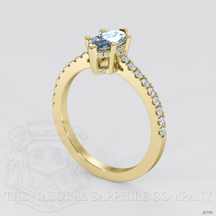 0.97 Ct. Blue Sapphire and Natural Diamond Pave Ring, 18K Yellow Gold