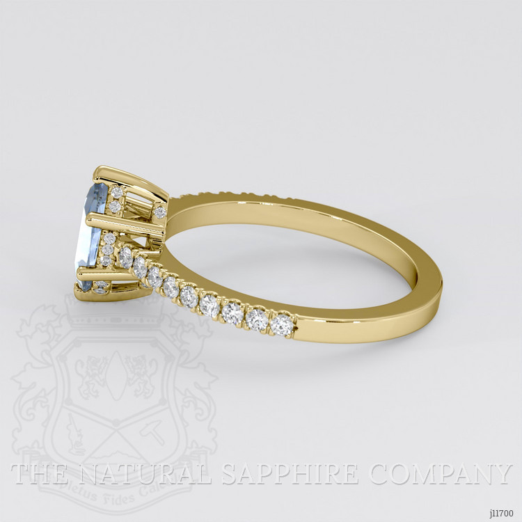 0.97 Ct. Blue Sapphire and Natural Diamond Pave Ring, 18K Yellow Gold