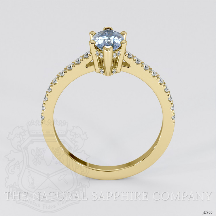 0.97 Ct. Blue Sapphire and Natural Diamond Pave Ring, 18K Yellow Gold