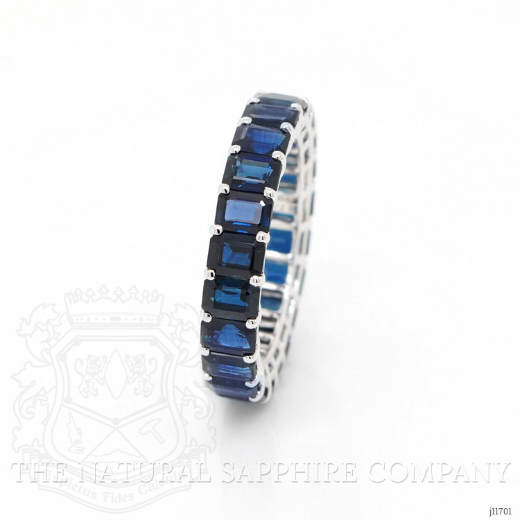 7.89 Ct. Blue Sapphire Accent Stones Ring, 18K White Gold
