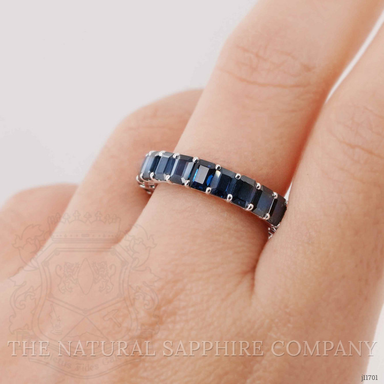 7.89 Ct. Blue Sapphire Accent Stones Ring, 18K White Gold