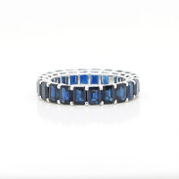 7.89 Ct. Blue Sapphire Accent Stones Ring, 18K White Gold Image