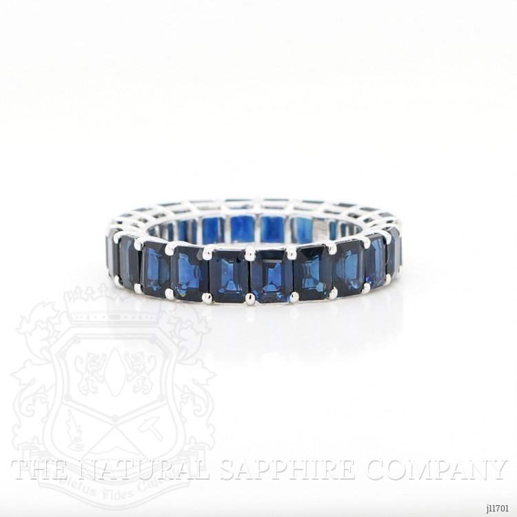 7.89 Ct. Blue Sapphire Accent Stones Ring, 18K White Gold