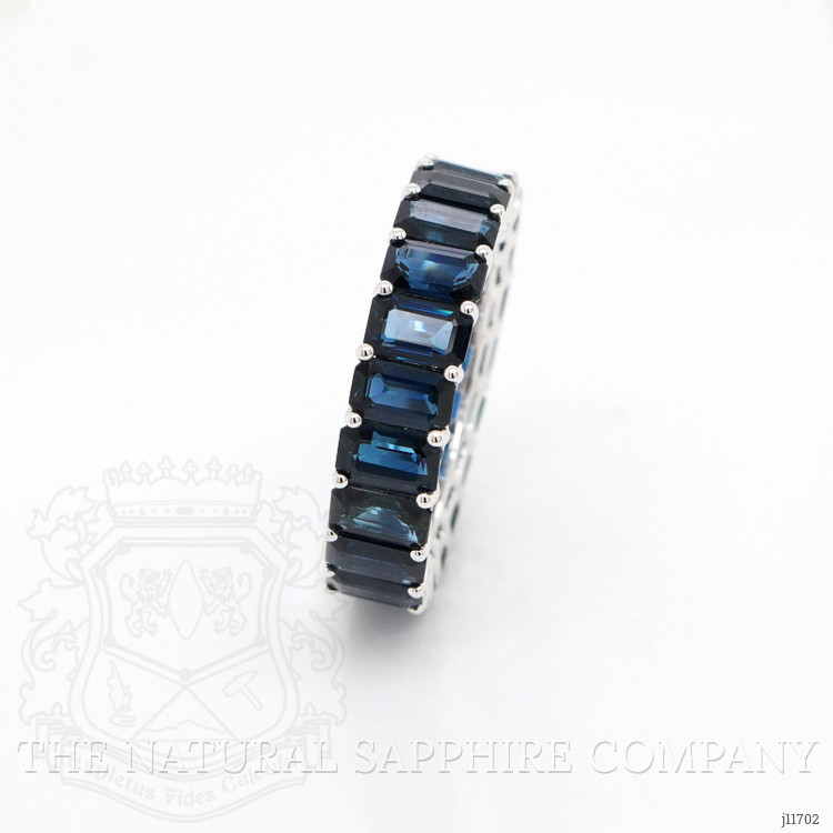 7.43 Ct. Blue Sapphire Accent Stones Ring, 18K White Gold