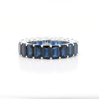 7.43 Ct. Blue Sapphire Accent Stones Ring, 18K White Gold Image
