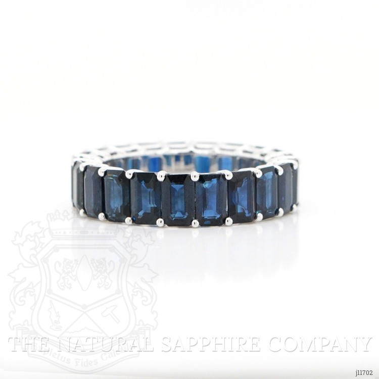 7.43 Ct. Blue Sapphire Accent Stones Ring, 18K White Gold