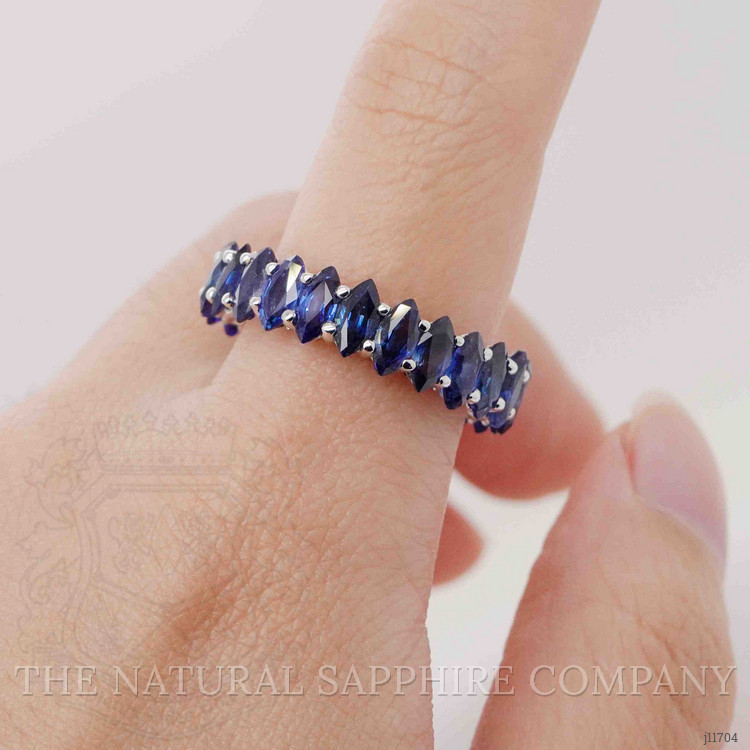 8.61 Ct. Blue Sapphire Accent Stones Ring, 18K White Gold