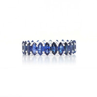 8.61 Ct. Blue Sapphire Accent Stones Ring, 18K White Gold Image