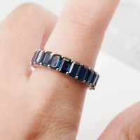 8.80 Ct. Blue Sapphire Accent Stones Ring, 18K White Gold Image