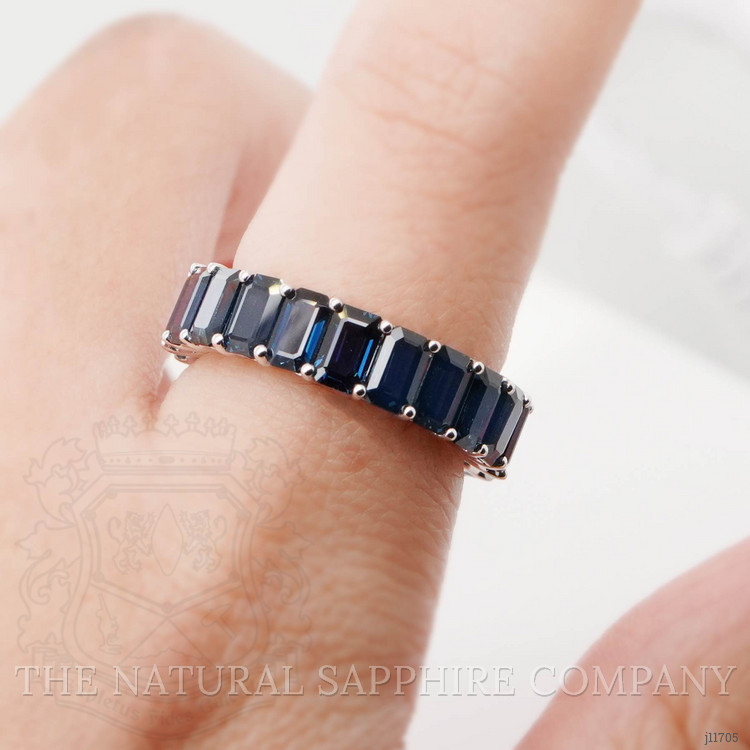 8.80 Ct. Blue Sapphire Accent Stones Ring, 18K White Gold