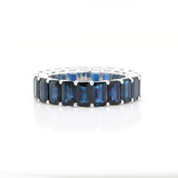 8.80 Ct. Blue Sapphire Accent Stones Ring, 18K White Gold Image