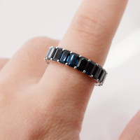 9.14 Ct. Blue Sapphire Accent Stones Ring, 10K White Gold Image