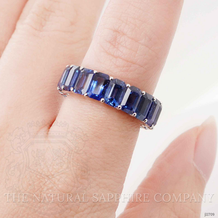 10.85 Ct. Blue Sapphire Accent Stones Ring, 18K White Gold