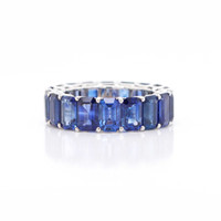 10.85 Ct. Blue Sapphire Accent Stones Ring, 18K White Gold Image