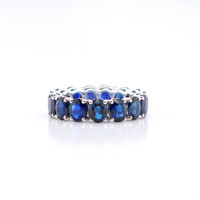 9.46 Ct. Blue Sapphire Accent Stones Ring, 18K White Gold Image