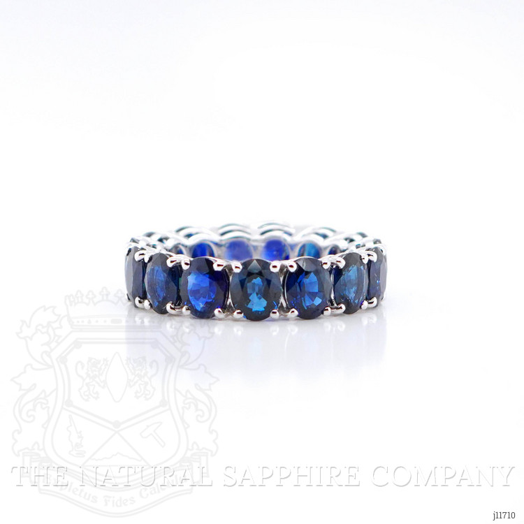 9.46 Ct. Blue Sapphire Accent Stones Ring, 18K White Gold