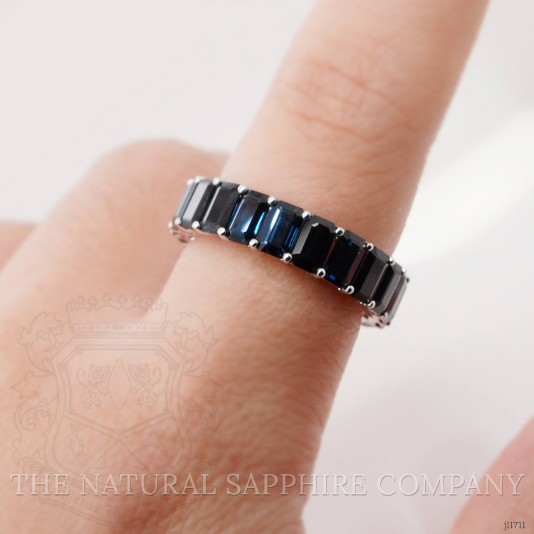 10.56 Ct. Blue Sapphire Accent Stones Ring, 18K White Gold