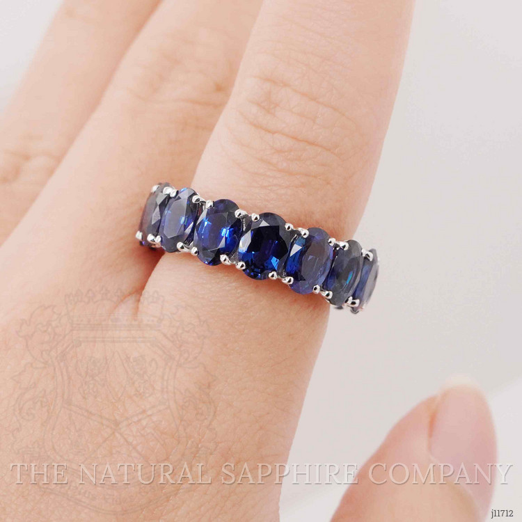12.53 Ct. Blue Sapphire Accent Stones Ring, 18K White Gold
