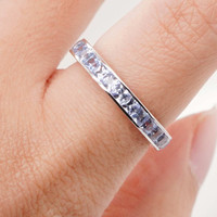 3.01 Ct. Blue Sapphire Accent Stones Ring, 18K White Gold Image